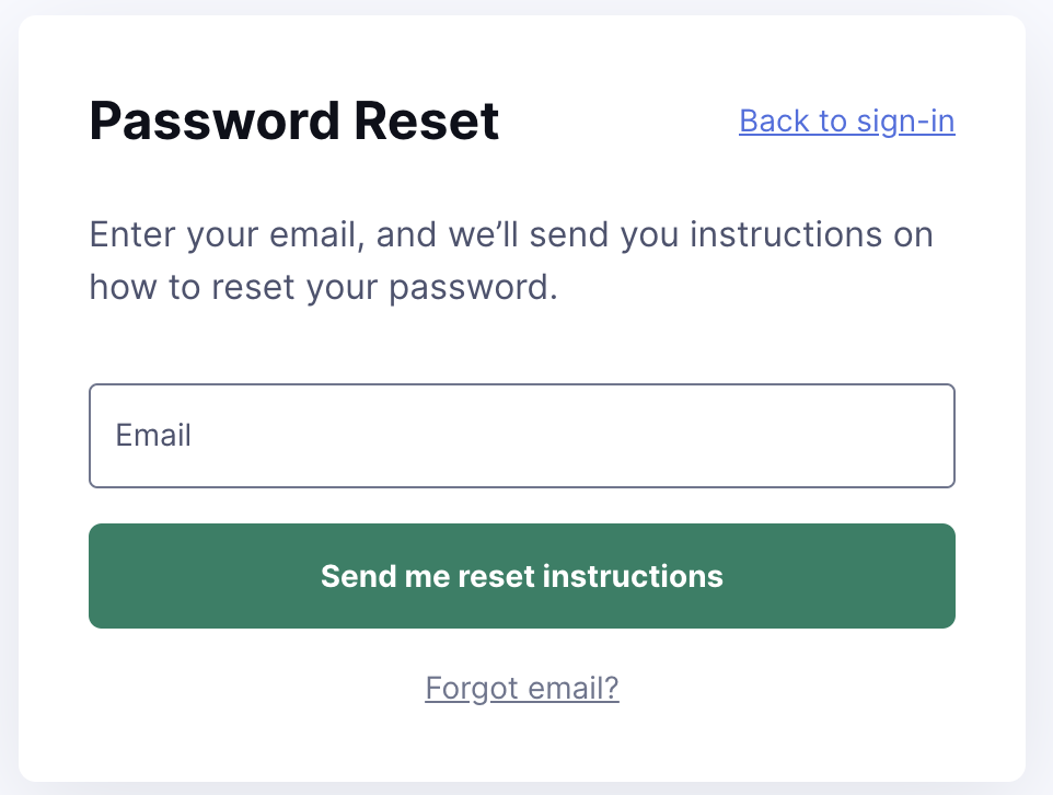 A screenshot of a password reset page