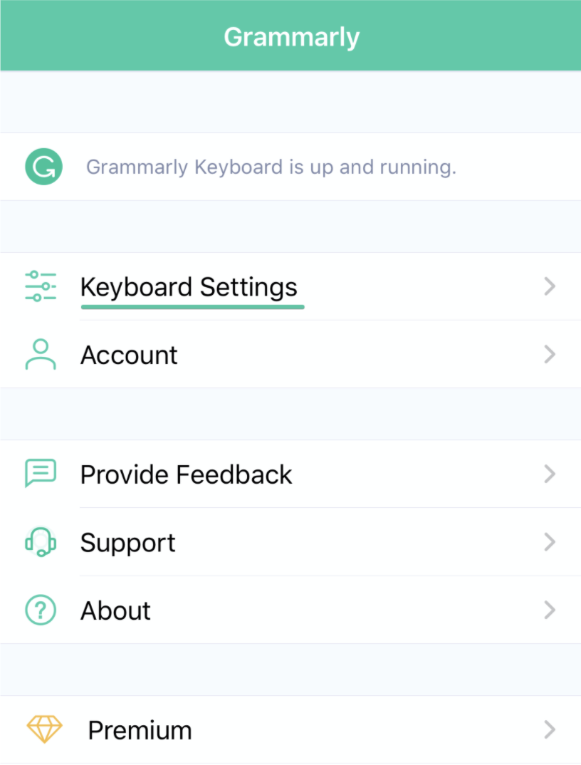 Giao diện ứng dụng Grammarly trên iOS
