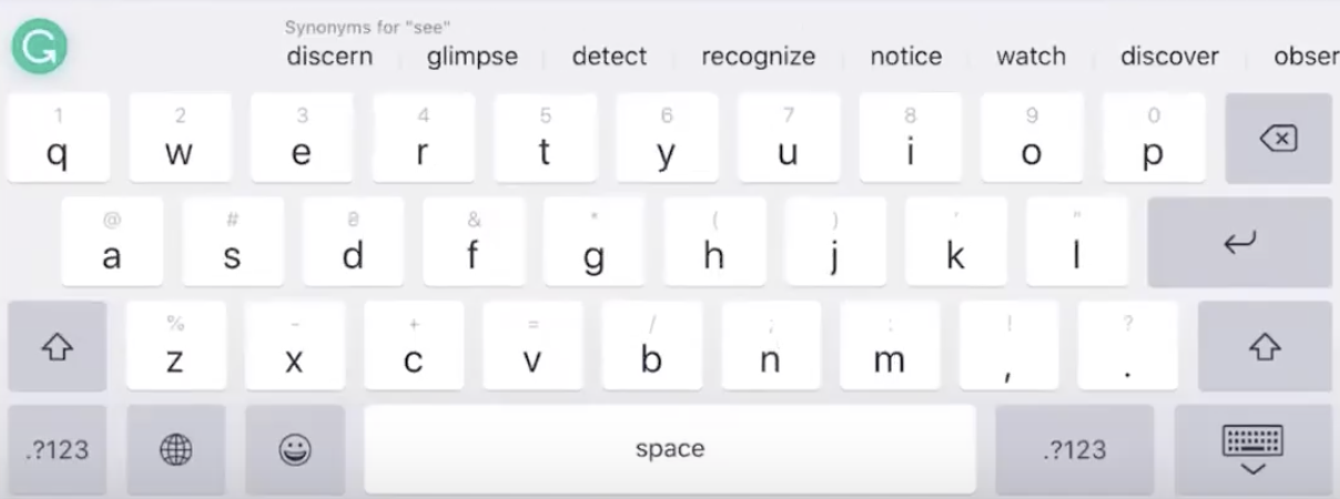 Tính năng từ đồng nghĩa trên Bàn phím Grammarly dành cho iPad